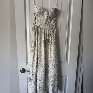 V. Chapman Cream, Blue and Gray Floral Dress